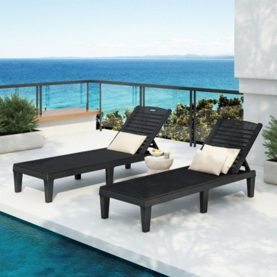2-Piece Outdoor Chaise Lounge Set with Adjustable Backrests, Water-Resistant Frame Reclining Daybeds for Poolside, Garden, Balcony–The Pop Home