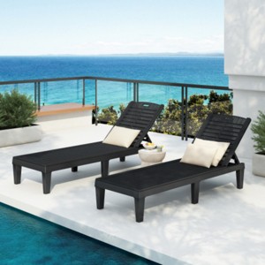 2-Piece Outdoor Chaise Lounge Set with Adjustable Backrests, Water-Resistant Frame Reclining Daybeds for Poolside, Garden, Balcony–The Pop Home - 1 of 4