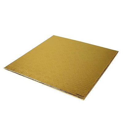O'Creme Gold Wraparound Square Cake Pastry Drum Board 1/4 Inch Thick (18" x 18") Pack of 10