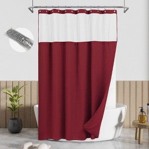 Textured Waffle Weave Shower Curtain with Snap In Liner and 12 Hooks - 1 of 4