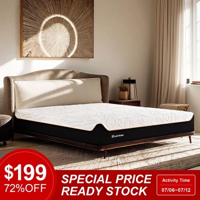 Luck Live 10 inch full mattress, gel memory foam mattress for pain relief, boxed mattress, CertiPUR-US certified, no fiberglass mattress, white.