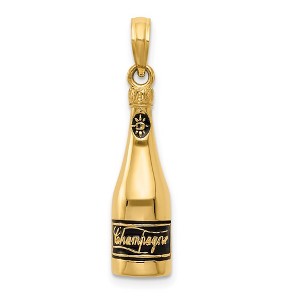 Black Bow Jewelry 14k Yellow Gold 3D Enameled Champagne Bottle Pendant, 7mm - 1 of 4