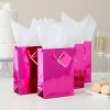 Blue Panda 20 Pack Small Metallic Hot Pink Birthday Gift Bags for with White Tissue Paper, 7.9 x 5.5 x 2.5 In - 2 of 4