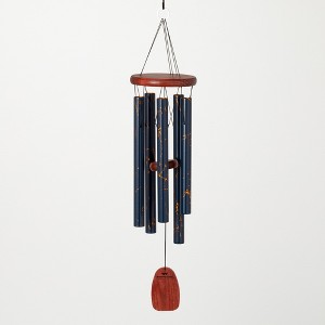 Woodstock Chimes Marble Wind Chime Satin Blue Gold Vein 24" - 1 of 4