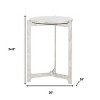 HomeRoots 25" White And Silver Marble And Aluminum Round Cross Legs End Table - 3 of 4