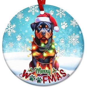 Lomsoe 2025 Christmas Ornament Dog with Santa Hat Ceramic Dog Christmas Tree Decoration Dog Lovers Gift Christmas Tree Ornament Christmas Gift - 1 of 1