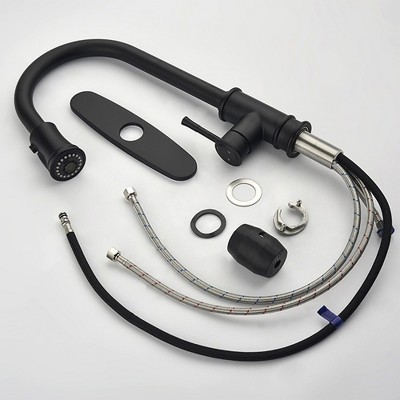 Matte Black Stainless Steel High Arc Pull Out Kitchen Faucet