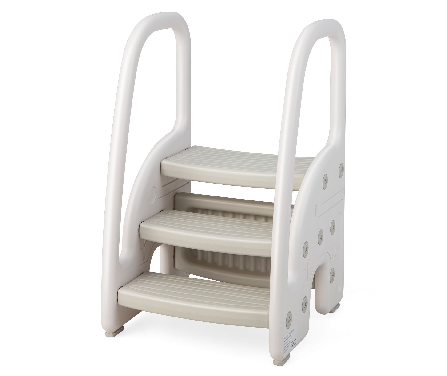 Costway Three-Step Stool for Toddlers Children Step up Leaning Helper w/Safety Handles Grey