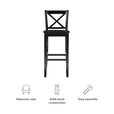 30" Black Mahogany X-Back Barstool