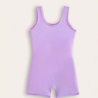 YesFashion Girls' Shorts Swimsuit One Piece Swim Shorts for Vacation,5y,Purple — фото 2