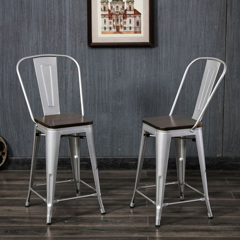 Set of 2 24" Reed Wood Seat Counter Height Barstool - Carolina Chair & Table, 3 of 5