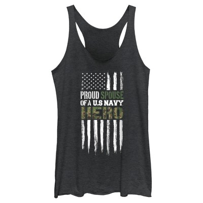 Women's United States Navy Proud Spouse Of A Hero Racerback Tank Top ...