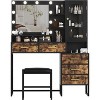 A dressing table set with a cushioned stool and charging station, mirror and light, jewelry storage, 5 drawers and shelves, in a country style. - 4 of 4