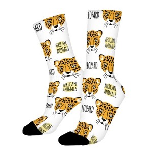 African Animals Leopard Women Printed Crew Socks Funny Funky Socks Soft Polyester Novelty Gifts for Artists Men - 1 of 1