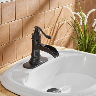 Oil Rubbed Bronze Single-Handle Waterfall Bathroom Faucet