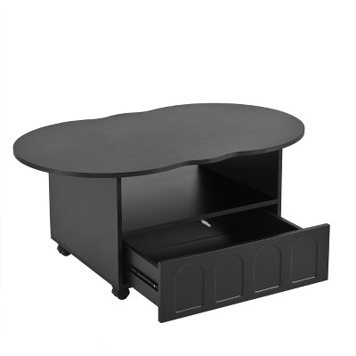 NicBex 39.37 Inch Cloud Shape Coffee Table with 2 Brake Wheels and Drawer for Living Room,Bedroom