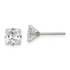 Chisel Stainless Steel Polished 6mm Square Cubic Zirconia Stud Earrings - 2 of 4
