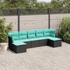vidaXL Patio Sofa Set Black PE rattan 7 Piece Modular Patio Sofa Set - Black and Blue Without Table - 2 of 4