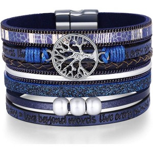 Tree of Life Leather Wrap Bracelets for Women with Inspirational Message, Adjustable Bohemian Jewelry - 1 of 4