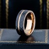 Jewelry Avalanche 8mm Pipe Cut Rose Gold & Black IP Grooved Faceted Tungsten Carbide Mens Wedding Band - 2 of 4