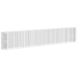 vidaXL Gabion Raised Garden Flower Bed - Galvanized Iron - Silver - 212.6" L x 19.7" W x 39.4" H - 1 of 4