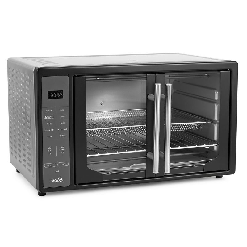 Oster Extra Large Single Pull French Door Turbo Convection Toaster Oven w/ 2 Removable Baking Racks, 60-Minute Timer, & Adjustable Temperature, Black, 2 of 7