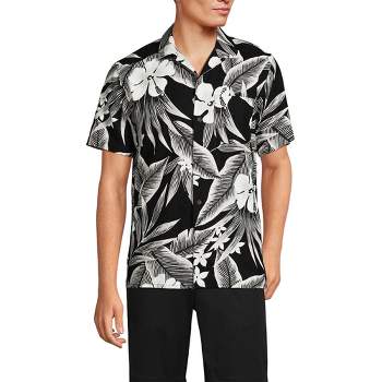 Lands' End Men's Traditional Fit Short Sleeve Camp Collar Hawaiian Shirt
