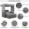 2-Piece Outdoor Rattan Daybed, Outdoor Bed with 5 Positions, Outdoor Loveseat Patio Sofa with Bench Lounge Roof Set and Cushions - 2 of 4