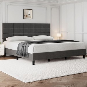 Twin/Full/Queen/King Bed Frame with Adjustable Upholstered Headboard, Platform Bed Frame, No Box Spring Needed - 1 of 4