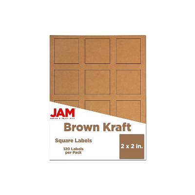 JAM Paper Square Labels 2" x 2" Brown Kraft 12 Labels/Sheet 10 Sheets/Pack (367831070)