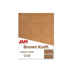 JAM Paper Square Labels 2" x 2" Brown Kraft 12 Labels/Sheet 10 Sheets/Pack (367831070) - 1 of 4