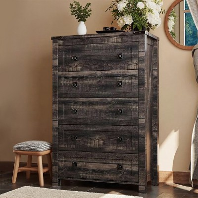 Dresser for Bedroom, Farmhouse Wood Rustic Wide Chest of Drawers, Storage Dressers Organizer for Bedroom, Living Room, Hallway