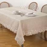 Saro Lifestyle Elegant Tablecloth With Delicate Embroidery, 67"x104", Beige
