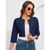Womens Casual Business Cropped Blazer Jacket 3/4 Sleeve Collarless Open Front Cardigan Work Shrug - 4 of 4