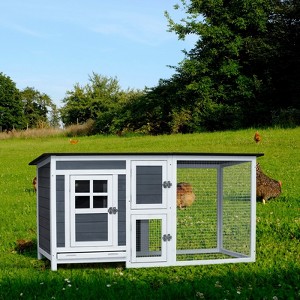 FURNIinspire 3D Outdoor Indoor Poultry Cage Small Animal House Outdoor Chicken Hutch Coop with Running Cage,62.99"*29.44"*31.22" - 1 of 4