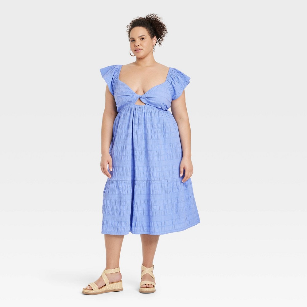 Case of 10 ct) Women's Flutter Short Sleeve Midi A-Line Dress - Universal Thread™ Blue( May varies size);