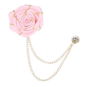 Unique Bargains Cloth Flower Lapel Pin with Gold Badge Tassel Chain Brooches 1.57 inch 1 Pc - 1 of 4