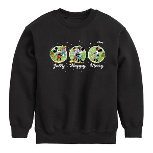 Boys' - Disney - Mickey and Minnie Jolly Happy Merry Christmas Graphic Long Sleeve Fleece Sweatshirt - 1 of 4