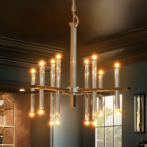Rennnsan Frolique 28" W 16 -Light Dimmable Industrial Linear Chandelier in Gold & Chrome - 1 of 4