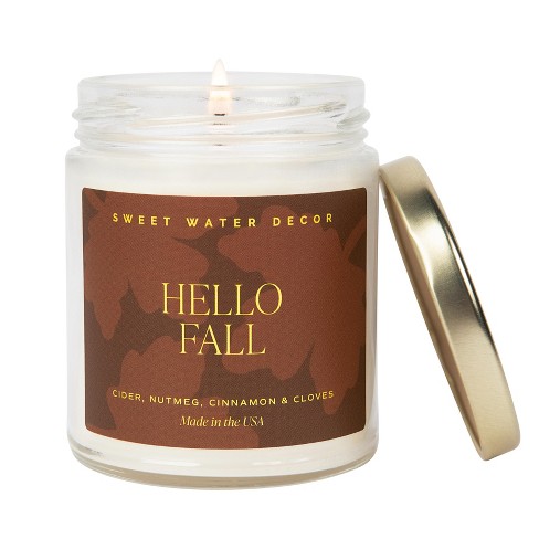 Sweet Water Decor Hello Fall 9oz Amber Jar Soy Candle : Target