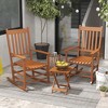 Outsunny Wooden Rocking Chair Set, Curved Armrests, High Back, Slatted Top Table Outdoor Rocker Set - 2 of 4