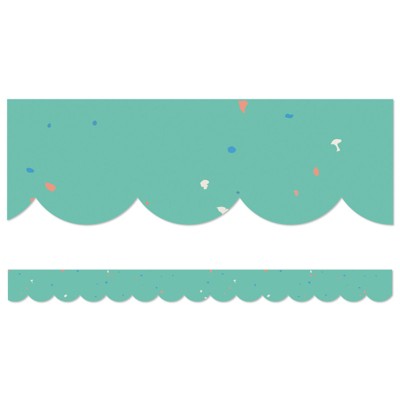 Carson Dellosa Education We Belong Speckled Teal Scalloped Borders, 39 Feet (Pack of 6)