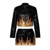 Women's Flame Patterned Leather Jacket Skirt Set - REHAB LAB - 2 of 4