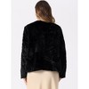 Allegra K Women's Faux Fur Long Sleeve Pockets Pearl Button Fluffy Cropped Cardigan Outerwear - 3 of 4