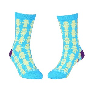 People Pattern Socks - Medium (Ages 5-7) / Light Blue/Yellow / from the Sock Panda - 1 of 3
