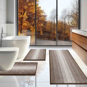 BAGOKIE 3 Piece Chenille Bathroom Rug Set - 1 of 3