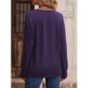 Women's Top V Neck Relaxed Fit Long Sleeve Button Cuff Casual Top - 2 of 4