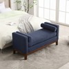 GDFStudio Julian Elegant Upholstered Boucle 53.5" Ottoman with Bolster Pillows and Rubber Wood Leg - 2 of 4