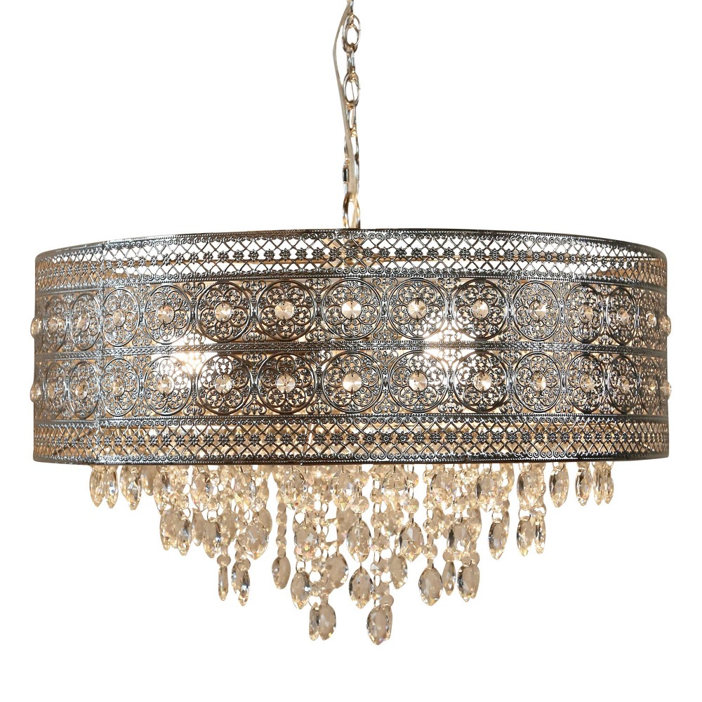 River of Goods Monroe Crystal and Polished Nickel 24"W 3-Light Chandelier