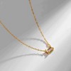 Hollywood Sensation 18K Gold Plated Sterling Silver Necklace with Emerald-Cut Cubic Zirconia Pendant 15.5 Inches Gold - 3 of 4